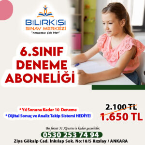 6. Sınıf Deneme Aboneliği